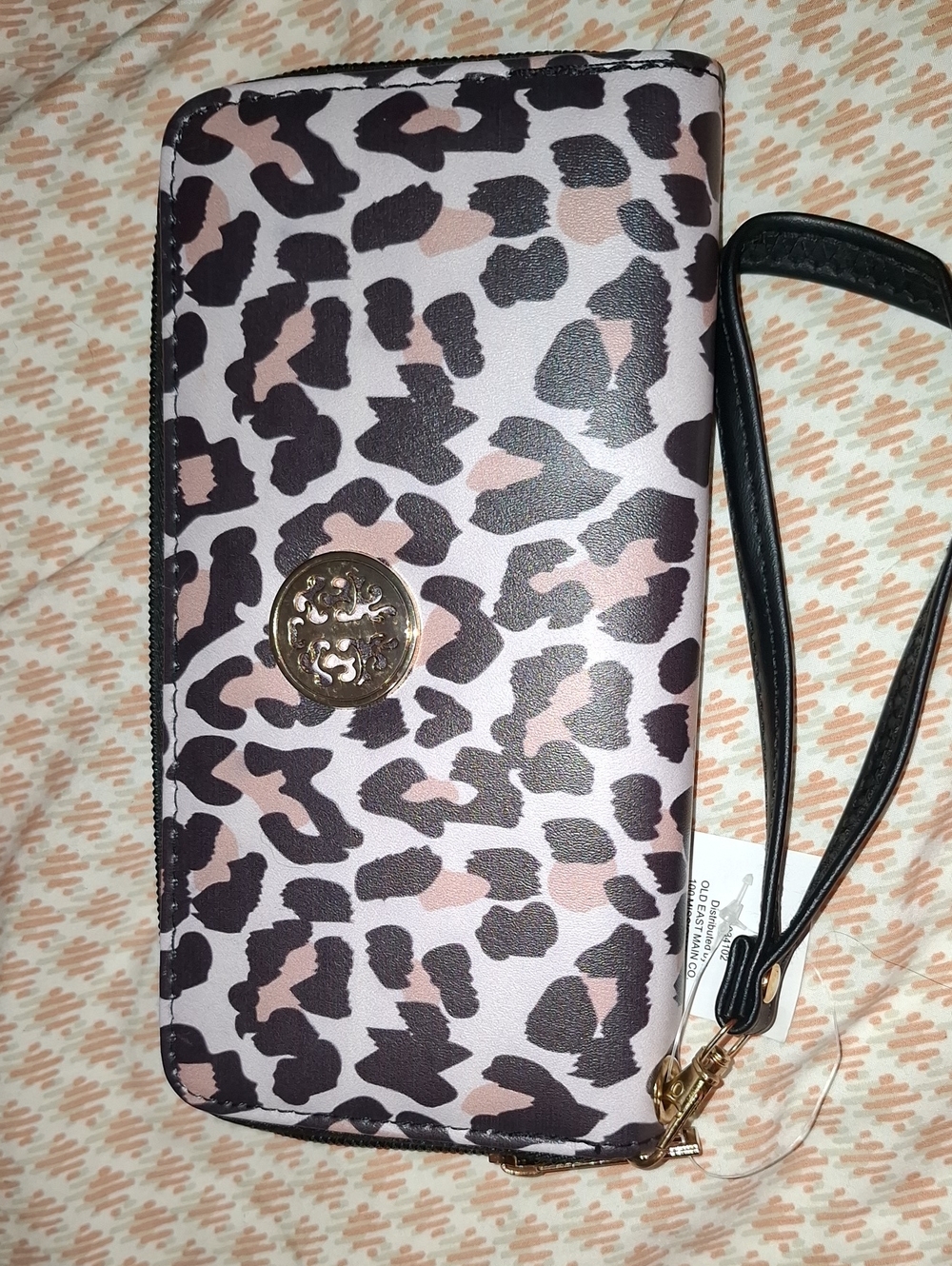 Leopard Print Wristlet Wallet - Pink and Black